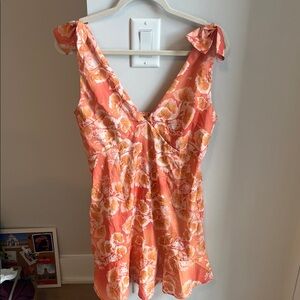 Floral V-Neck Dress with Bow Straps